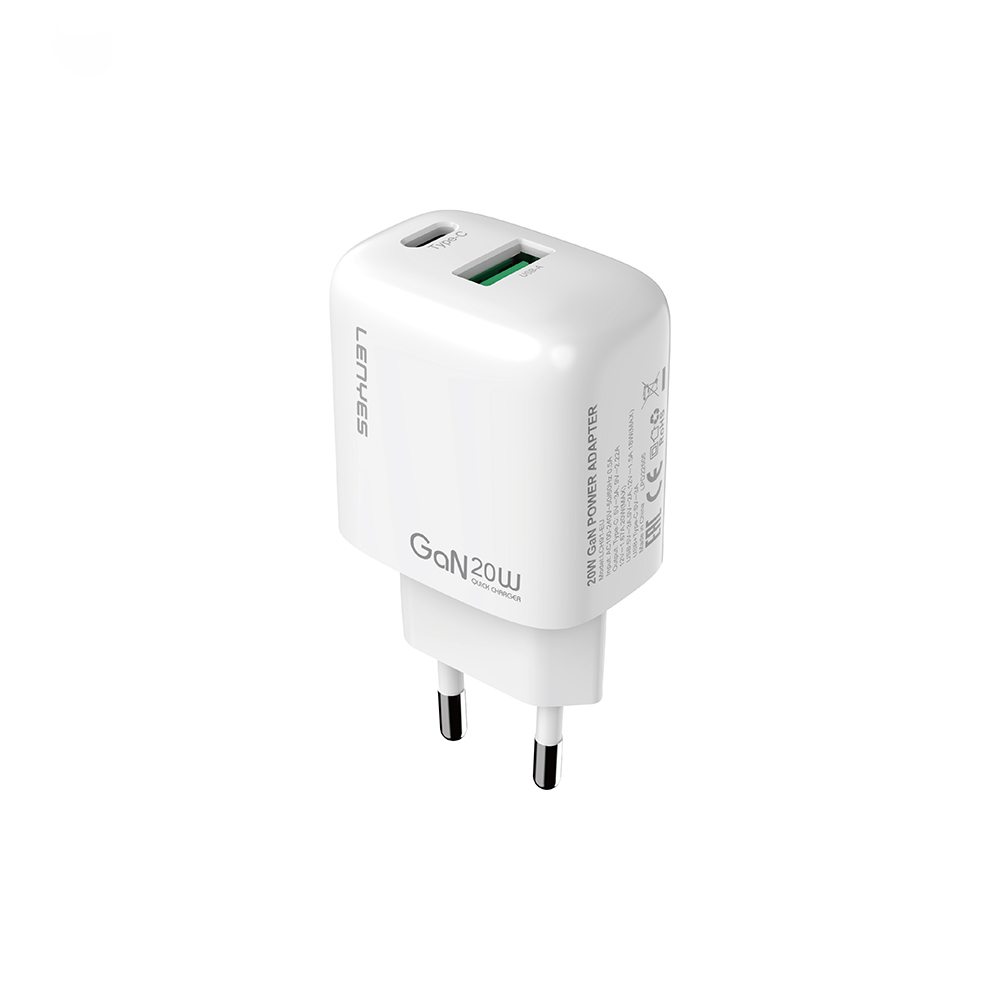 [RNZ-TA123948] Lenyes LCH91 Type-C ve USB GaN Teknolojili PD Hızlı Şarj Özellikli Şarj Başlığı 20W