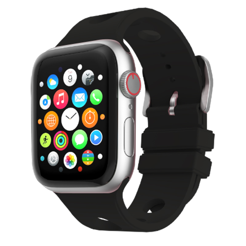 [RNZ-TA126475] Apple Watch Ultra 49mm Uyumlu Delikli Tasarım Zore KRD-147 Silikon Kordon (Siyah)