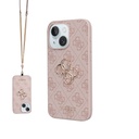 Apple iPhone 15 Plus Uyumlu Kılıf Guess Orjinal Lisanslı PU Deri 4G Büyük Metal Logolu Çapraz Vücut Askılı Kapak
