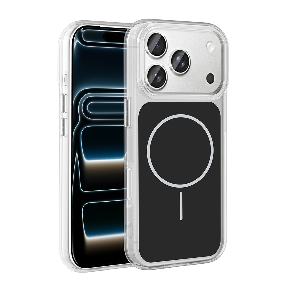 [RNZ-TA126534] Apple iPhone 17 Pro Uyumlu Kılıf Metal Buton Tasarımlı Zore İkonik Sert Silikon Kapak (Siyah)