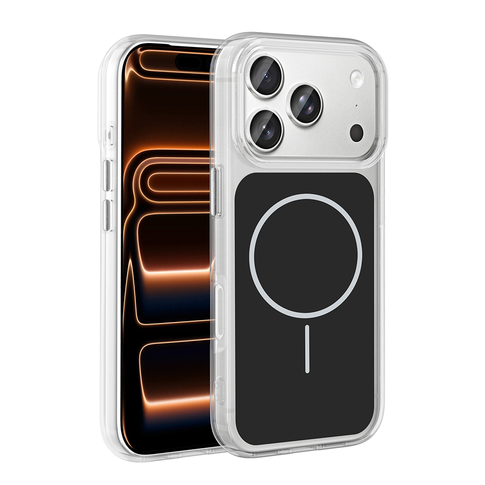 [RNZ-TA126538] Apple iPhone 17 Pro Max Uyumlu Kılıf Metal Buton Tasarımlı Zore İkonik Sert Silikon Kapak (Siyah)