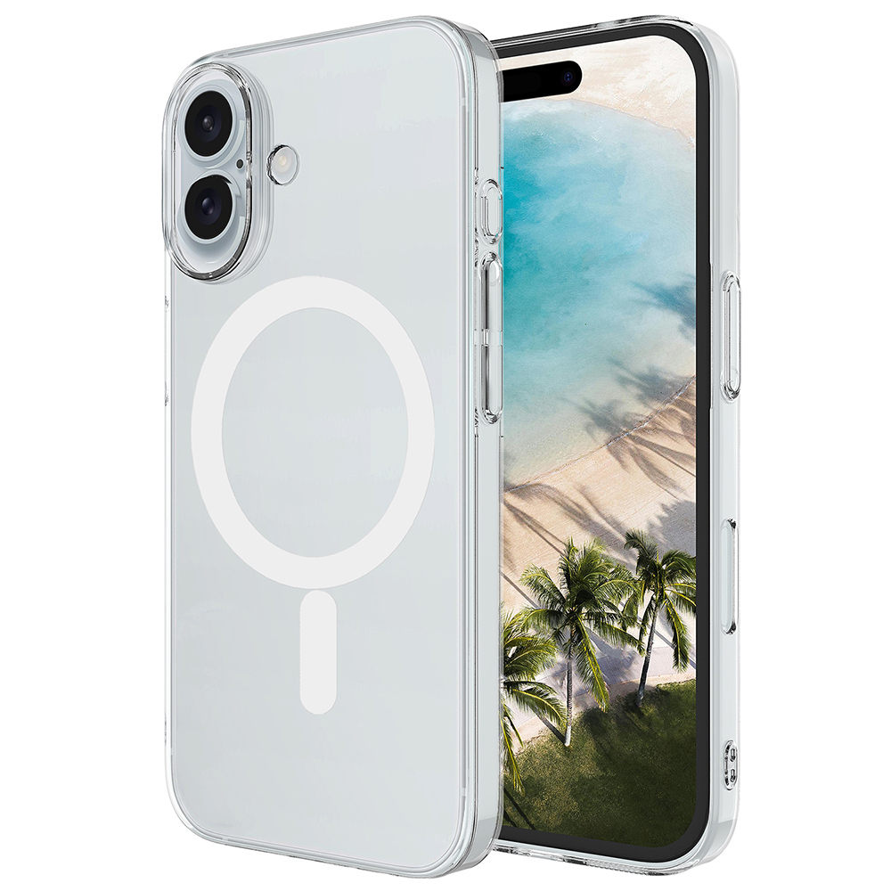 [RNZ-TA127150] Apple iPhone 17 Uyumlu Kılıf IC Çipli M-Safe Şarj Özellikli Şeffaf Kamera Çerçeveli Zore Toledo Kapak