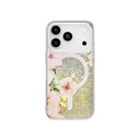 Apple iPhone 17 Pro Uyumlu Kılıf M-safe Şarj Özellikli Çiçek Desenli Simli Arka Yüzey Coehl Fleurette Kapak