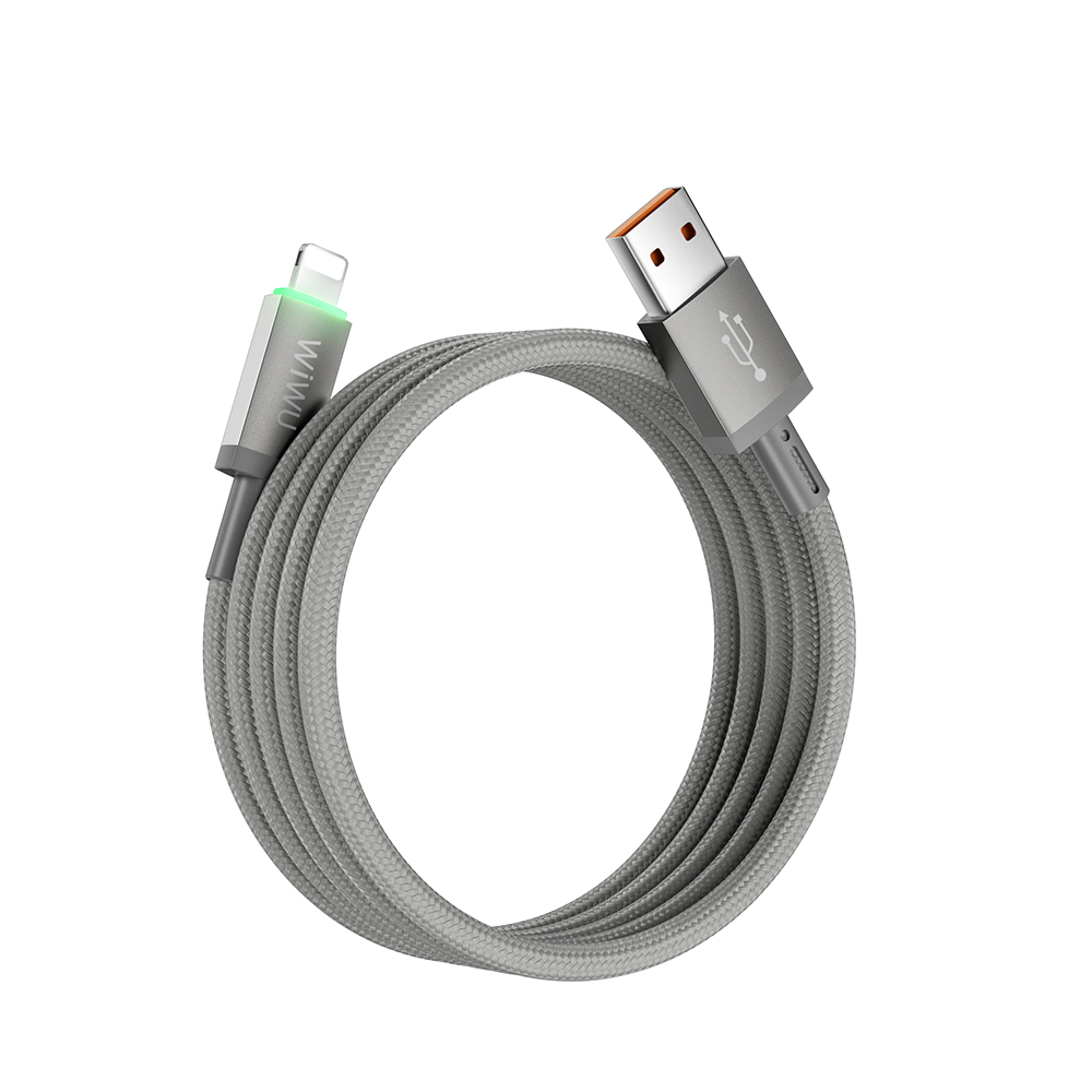 Wiwu Wi-C081 Maglink Serisi Işıklı Magnetik USB-A to Lightning Işıklı Hızlı Şarj Özellikli Data ve Şarj Kablosu 1M