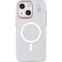 Apple iPhone 15 Plus Uyumlu Kılıf M-safe Şarj Özellikli Standlı Metal Kamera Çerçeveli Mat Recci Glaze Serisi Kapak