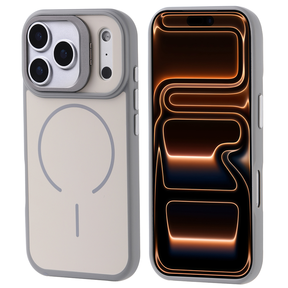 Apple iPhone 17 Pro Max Uyumlu Kılıf M-safe Şarj Özellikli Kamera Standlı Zore Notron Kapak