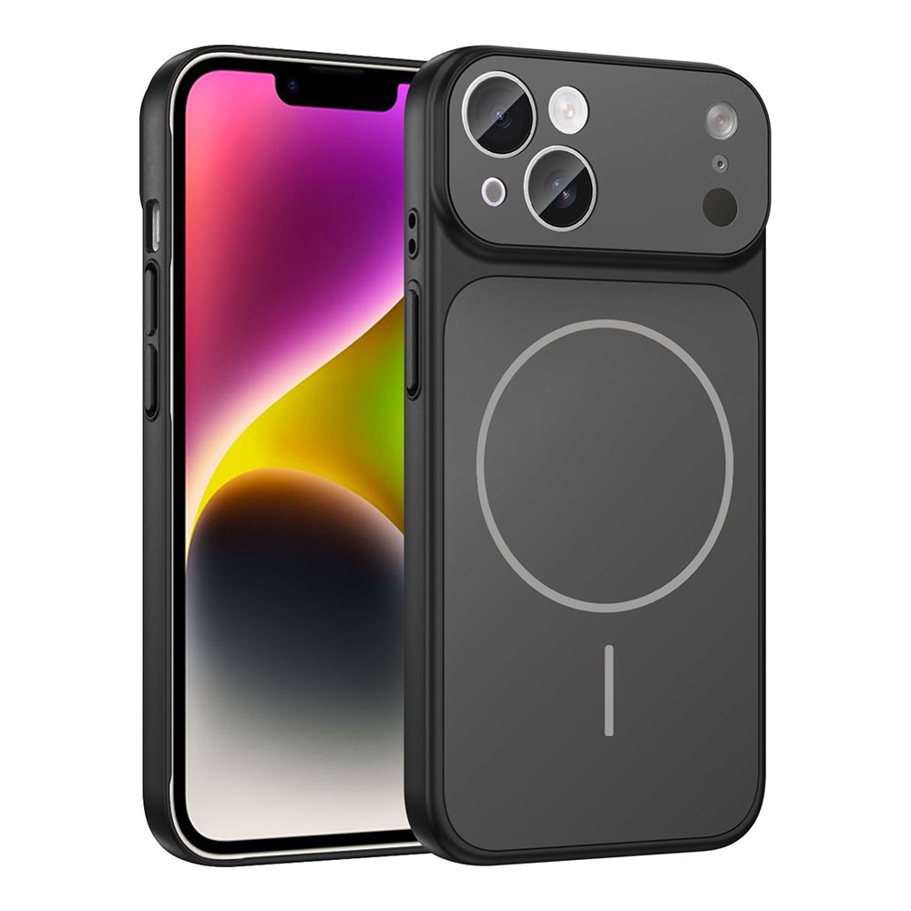 [RNZ-TA127518] Apple iPhone 15 Uyumlu Kılıf Zore M-Safe Şarj Özellikli Kamera Korumalı Formen Kapak (Siyah)