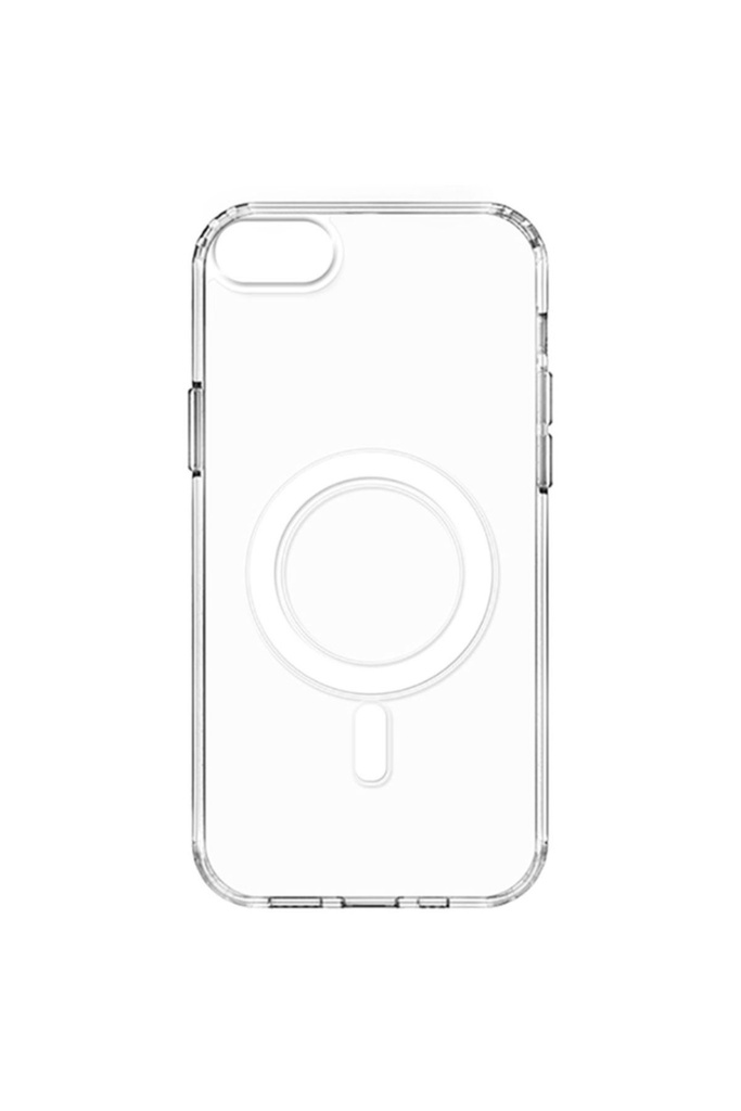 Apple iPhone SE 2022 Uyumlu Kılıf M-safe Şarj Özellikli Şeffaf Sert PC Zore Embos Kapak