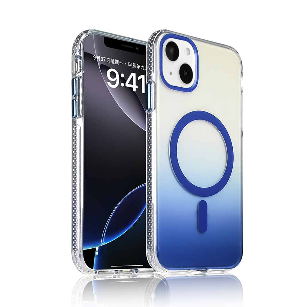 Apple iPhone 15 Uyumlu Kılıf M-safe Şarj Özellikli Transparan Renk Geçişli Zore Toros Kapak