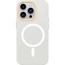 Apple iPhone 14 Pro Max Uyumlu Kılıf M-safe Şarj Özellikli Metal Kamera Çerçeveli Recci Glaze Serisi Kapak