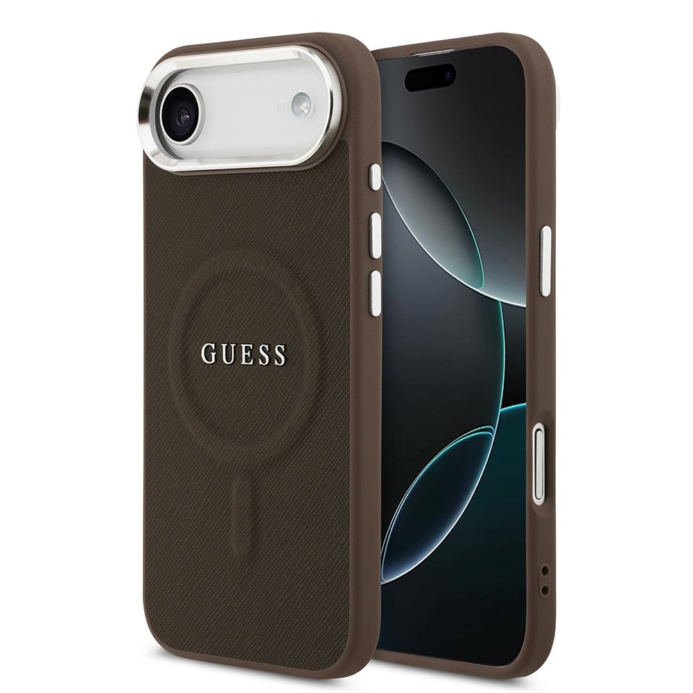 Apple iPhone 17 Air Uyumlu Kılıf Guess Orjinal Lisanslı M-safe Şarj Özellikli Klasik Yazı Logolu PU Deri Kapak