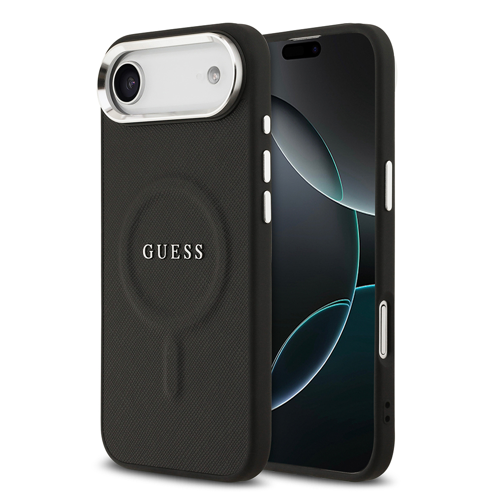 Apple iPhone 17 Air Uyumlu Kılıf Guess Orjinal Lisanslı M-safe Şarj Özellikli Klasik Yazı Logolu PU Deri Kapak