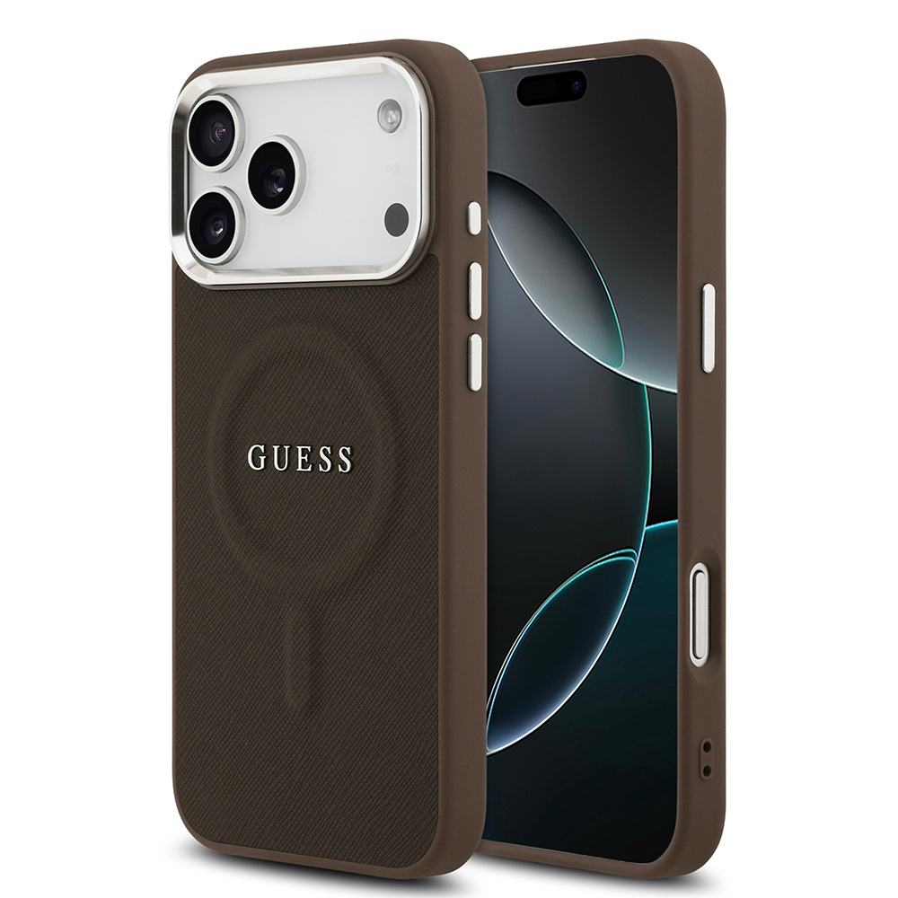 Apple iPhone 17 Pro Uyumlu Kılıf Guess Orjinal Lisanslı M-safe Şarj Özellikli Klasik Yazı Logolu PU Deri Kapak