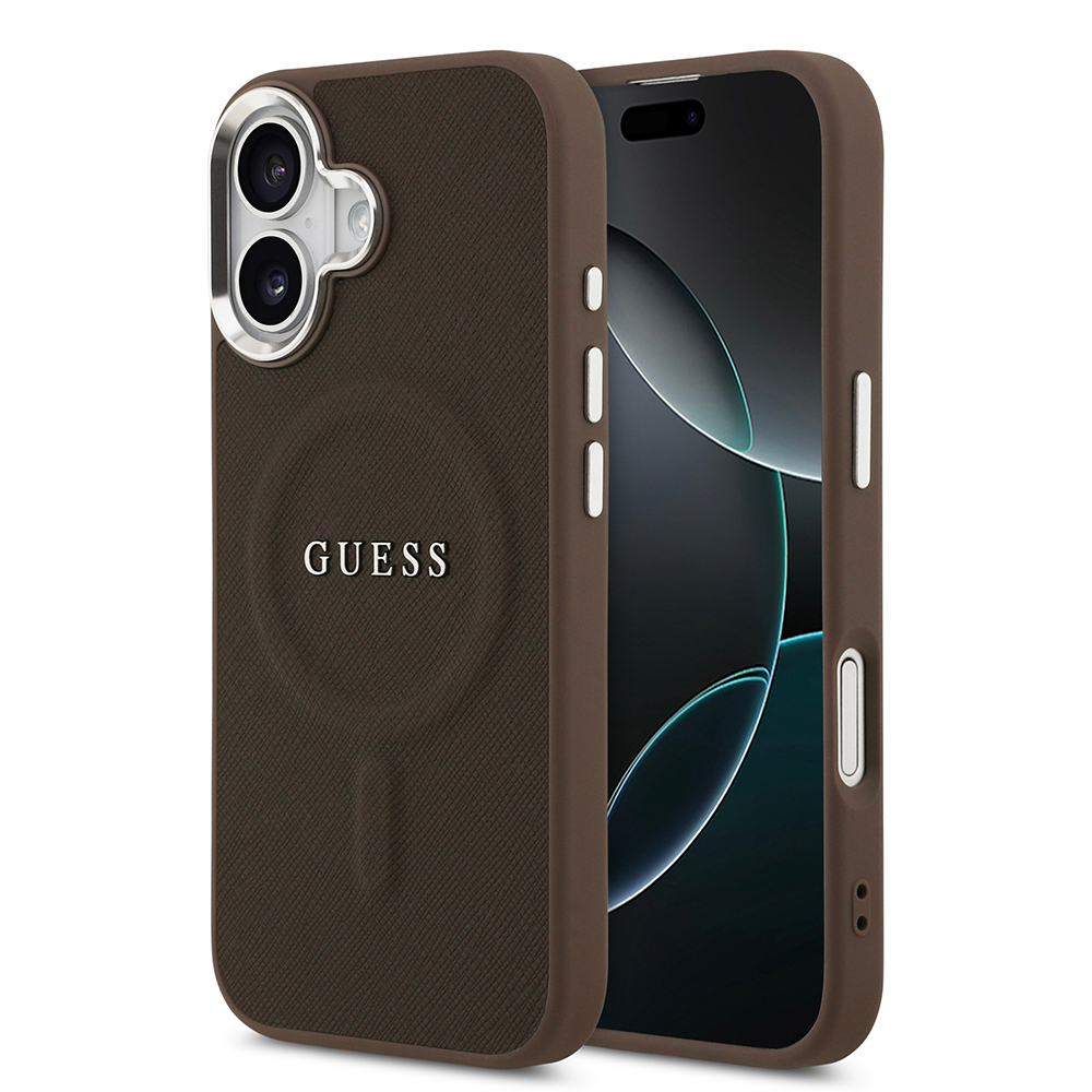Apple iPhone 17 Uyumlu Kılıf Guess Orjinal Lisanslı M-safe Şarj Özellikli Klasik Yazı Logolu PU Deri Kapak