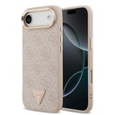 Apple iPhone 17 Air Uyumlu Kılıf Guess Orjinal Lisanslı M-safe Şarj Özellikli Gold Metal Kamera Çerçeveli Taşlı Üçgen Logo 4G Desenli Kapak