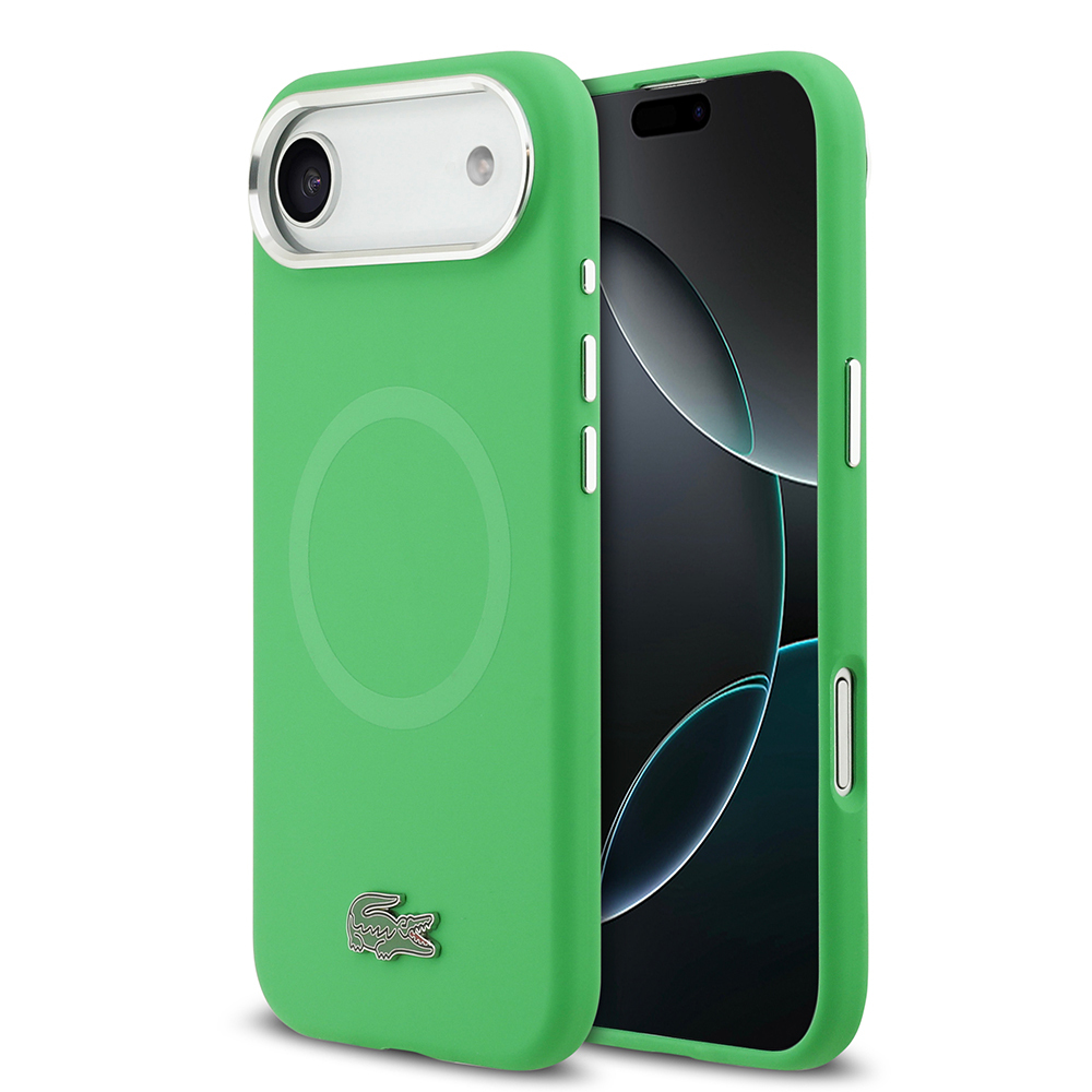 Apple iPhone 17 Air Uyumlu Kılıf Lacoste Orjinal Lisanslı M-safe Şarj Özellikli İkonik Logolu Metal Kamera Çerçeveli Silikon Kapak