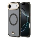 Apple iPhone 17 Air Uyumlu Kılıf Lacoste Orjinal Lisanslı M-safe Şarj Özellikli Gold Timsah Logolu Buzlu Kapak