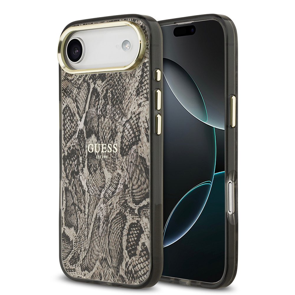 Apple iPhone 17 Air Uyumlu Kılıf Guess Orjinal Lisanslı M-safe Şarj Özellikli Yazı Logolu Python Desenli Kapak