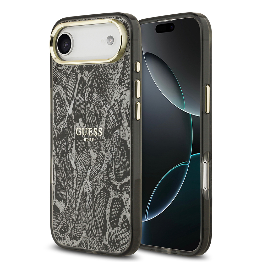 Apple iPhone 17 Air Uyumlu Kılıf Guess Orjinal Lisanslı M-safe Şarj Özellikli Yazı Logolu Python Desenli Kapak
