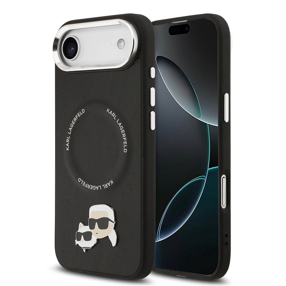Apple iPhone 17 Air Uyumlu Kılıf Karl Lagerfeld Orjinal Lisanslı M-safe Şarj Özellikli Metal Kamera ve Buton Tasarımlı K&C PU Deri Kapak