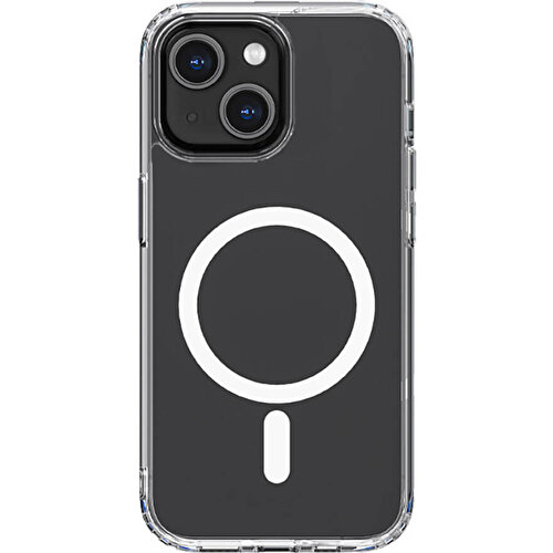 Apple iPhone 14 Plus Uyumlu Kılıf M-safe Şarj Özellikli Airbagli Şeffaf PC Arka Yüzey Recci Magnetik Suction Serisi Kapak