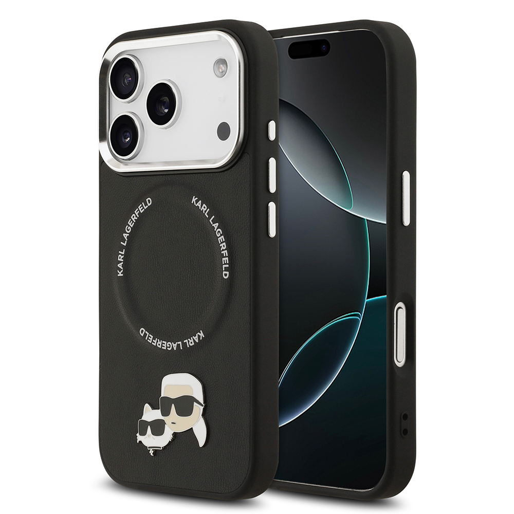 Apple iPhone 17 Pro Uyumlu Kılıf Karl Lagerfeld Orjinal Lisanslı M-safe Şarj Özellikli Metal Kamera ve Buton Tasarımlı K&C PU Deri Kapak