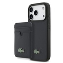 Apple iPhone 17 Pro Uyumlu Kılıf Lacoste Orjinal Lisanslı M-safe Şarj Özellikli PU Pike Desenli Metal Logolu Kartlıklı Kapak