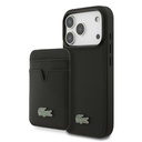 Apple iPhone 17 Pro Uyumlu Kılıf Lacoste Orjinal Lisanslı M-safe Şarj Özellikli PU Pike Desenli Metal Logolu Kartlıklı Kapak