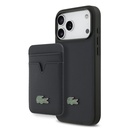 Apple iPhone 17 Pro Max Uyumlu Kılıf Lacoste Orjinal Lisanslı M-safe Şarj Özellikli PU Pike Desenli Metal Logolu Kartlıklı Kapak