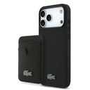 Apple iPhone 17 Pro Max Uyumlu Kılıf Lacoste Orjinal Lisanslı M-safe Şarj Özellikli PU Pike Desenli Metal Logolu Kartlıklı Kapak