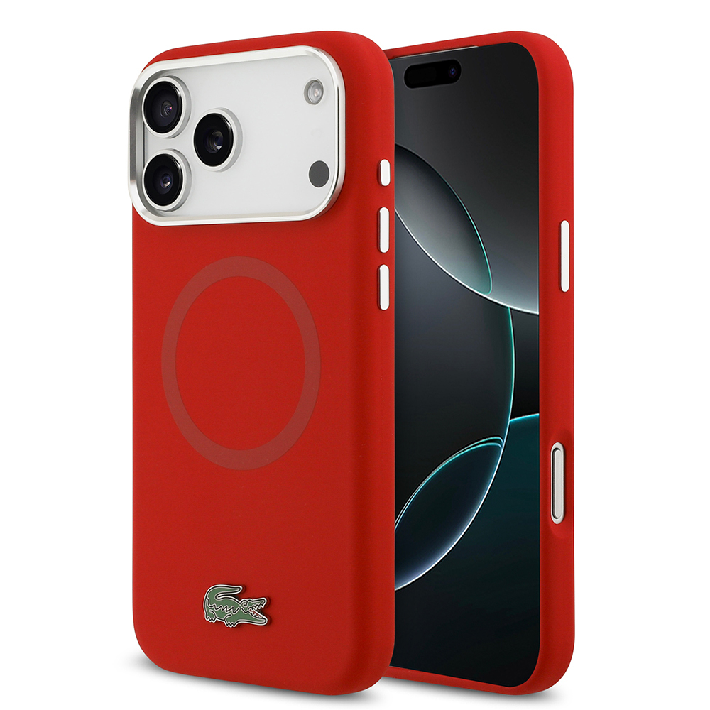 Apple iPhone 17 Pro Max Uyumlu Kılıf Lacoste Orjinal Lisanslı M-safe Şarj Özellikli İkonik Logolu Metal Kamera Çerçeveli Silikon Kapak
