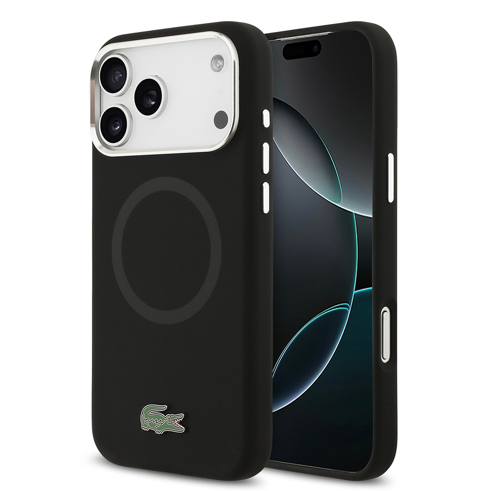 Apple iPhone 17 Pro Max Uyumlu Kılıf Lacoste Orjinal Lisanslı M-safe Şarj Özellikli İkonik Logolu Metal Kamera Çerçeveli Silikon Kapak