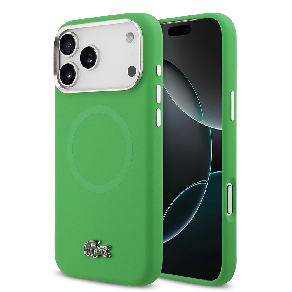 Apple iPhone 17 Pro Max Uyumlu Kılıf Lacoste Orjinal Lisanslı M-safe Şarj Özellikli İkonik Logolu Metal Kamera Çerçeveli Silikon Kapak