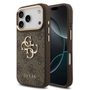 Apple iPhone 17 Pro Uyumlu Kılıf Guess Orjinal Lisanslı Gold Metal Kamera Çerçeveli 4G Desenli Metal Büyük 4G ve Yazı Logolu Kapak