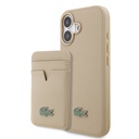 Apple iPhone 17 Uyumlu Kılıf Lacoste Orjinal Lisanslı M-safe Şarj Özellikli PU Pike Desenli Metal Logolu Kartlıklı Kapak