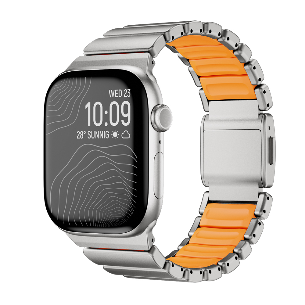 Apple Watch 7 45mm Uyumlu Zore KRD-149 Metal Silikon Kordon