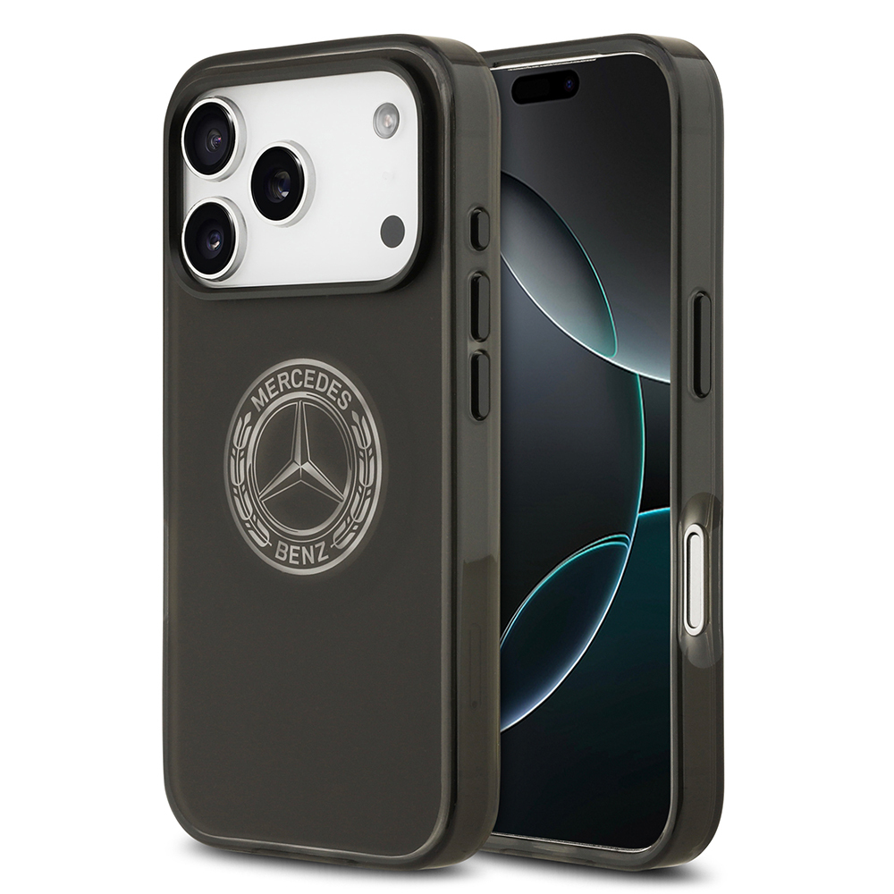 [RNZ-TA126215] Apple iPhone 17 Pro Uyumlu Kılıf Mercedes Benz Orjinal Lisanslı M-safe Şarj Özellikli Buzlu PC Nostaljik Yıldız Dizayn Kapak (Siyah)