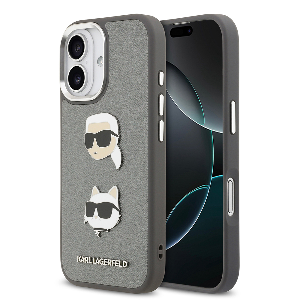 Apple iPhone 17 Uyumlu Kılıf Karl Lagerfeld Orjinal Lisanslı Metal Logolu K&C Heads Pin Kapak