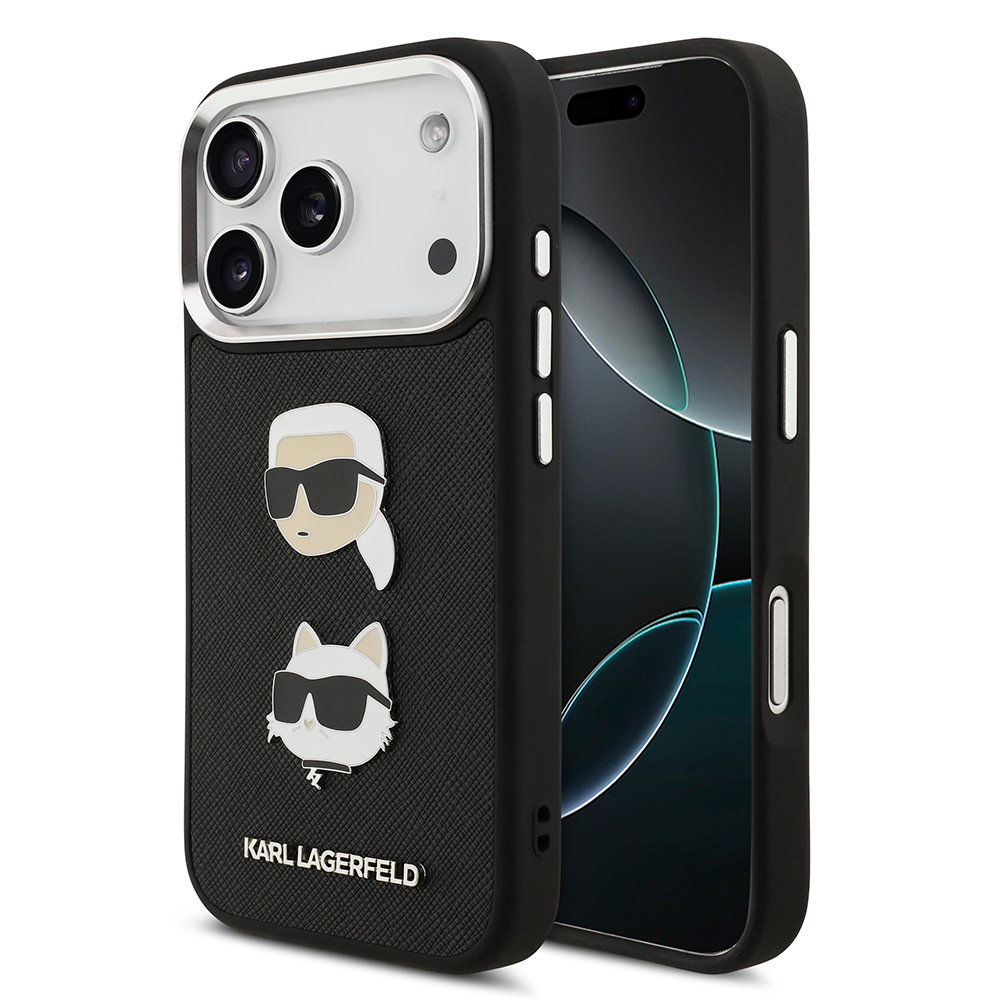 Apple iPhone 17 Pro Uyumlu Kılıf Karl Lagerfeld Orjinal Lisanslı Metal Logolu K&C Heads Pin Kapak