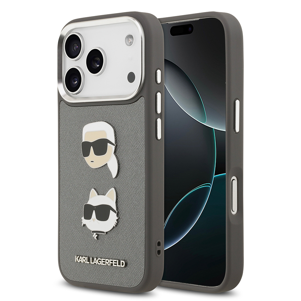 Apple iPhone 17 Pro Max Uyumlu Kılıf Karl Lagerfeld Orjinal Lisanslı Metal Logolu K&C Heads Pin Kapak