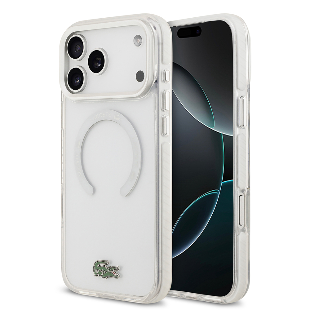 Apple iPhone 17 Pro Max Uyumlu Kılıf Lacoste Orjinal Lisanslı M-safe Şarj Özellikli İkonik Timsah Logolu Buzlu Kapak