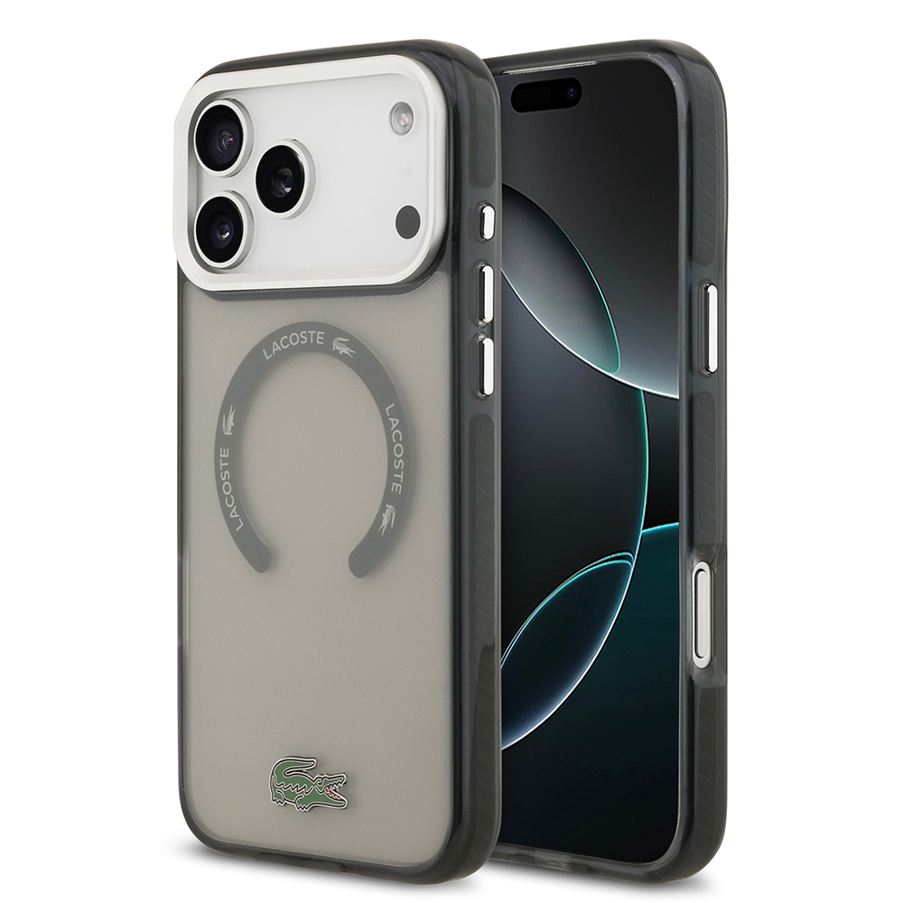 Apple iPhone 17 Pro Max Uyumlu Kılıf Lacoste Orjinal Lisanslı M-safe Şarj Özellikli İkonik Timsah Logolu Buzlu Kapak