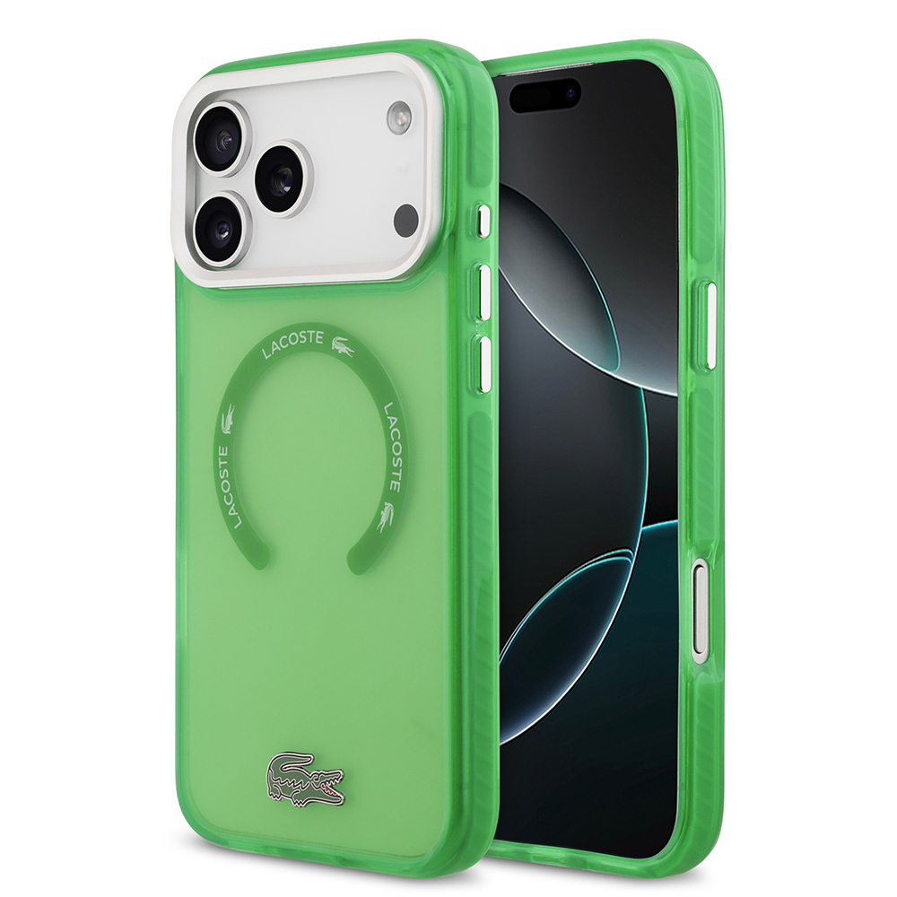 Apple iPhone 17 Pro Max Uyumlu Kılıf Lacoste Orjinal Lisanslı M-safe Şarj Özellikli İkonik Timsah Logolu Buzlu Kapak