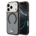 Apple iPhone 17 Pro Uyumlu Kılıf Lacoste Orjinal Lisanslı M-safe Şarj Özellikli Gold Timsah Logolu Buzlu Kapak