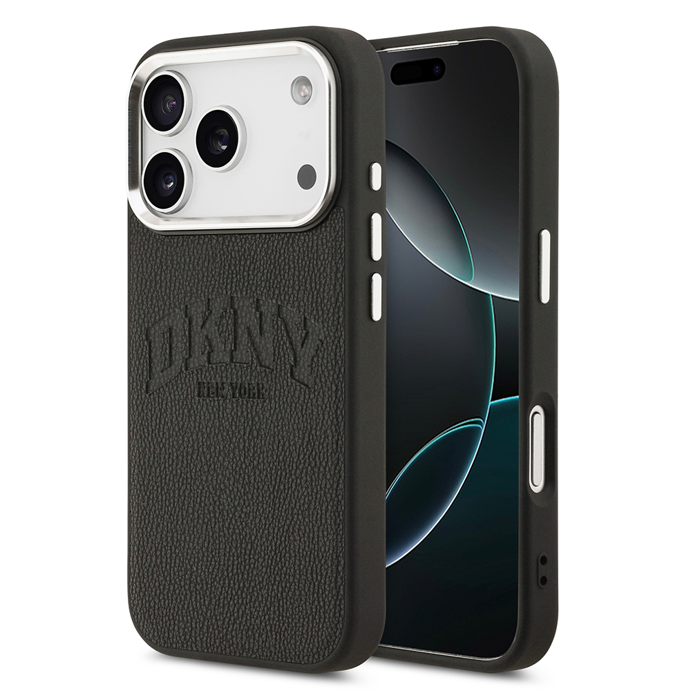 Apple iPhone 17 Pro Uyumlu Kılıf DKNY Orjinal Lisanslı M-safe Şarj Özellikli PU Deri Kabartmalı Kapak