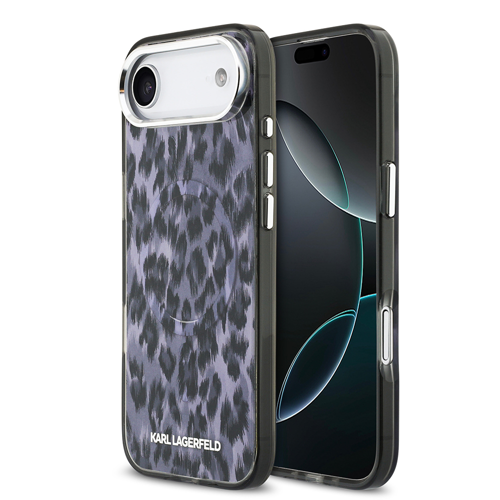 [RNZ-TA126260] Apple iPhone 17 Air Uyumlu Kılıf Karl Lagerfeld Orjinal Lisanslı M-safe Şarj Özellikli IML Leopar Baskılı Kapak