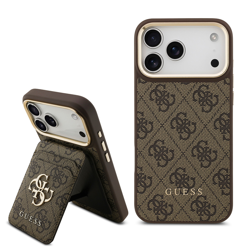 Apple iPhone 17 Pro Max Uyumlu Kılıf Guess Orjinal Lisanslı M-safe Şarj Özellikli 4G Metal Büyük Logolu Kartlıklı Kapak