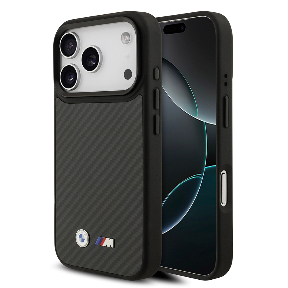 [RNZ-TA126170] Apple iPhone 17 Pro Uyumlu Kılıf BMW Orjinal Lisanslı M-safe Şarj Özellikli Karbon Fiber Metal Logolu Kevlar Kapak
