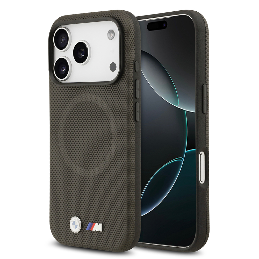 Apple iPhone 17 Pro Uyumlu Kılıf BMW Orjinal Lisanslı M-safe Şarj Özellikli Metal Logolu Delikli M Dizayn Deri Kapak