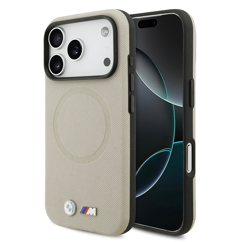 Apple iPhone 17 Pro Uyumlu Kılıf BMW Orjinal Lisanslı M-safe Şarj Özellikli Metal Logolu Delikli M Dizayn Deri Kapak